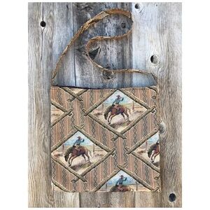Handmade Crossbody Cowboy Tapestry Tote Bag 18 x 17